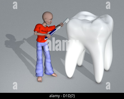 Figura mannikin spazzolare un dente grande Foto Stock