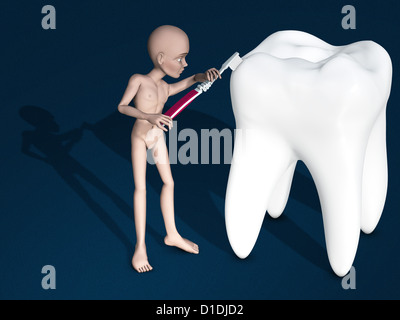 Figura mannikin spazzolare un dente grande Foto Stock