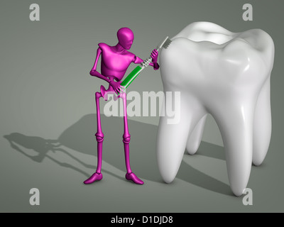 Figura mannikin spazzolare un dente grande Foto Stock