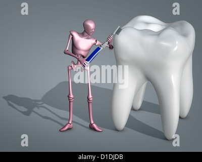 Figura mannikin spazzolare un dente grande Foto Stock