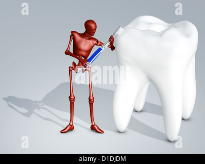 Figura mannikin spazzolare un dente grande Foto Stock