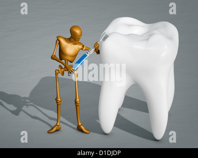 Figura mannikin spazzolare un dente grande Foto Stock