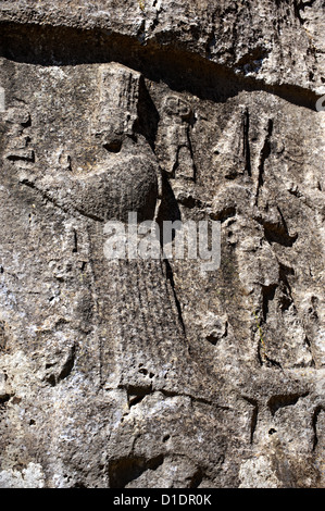 Sacerdote scultura a Yazilikaya santuario [ scritto rock ], Hattusa il più grande conosciuto Hittita santuario Foto Stock