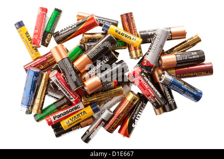 Selezione delle batterie usate Foto Stock