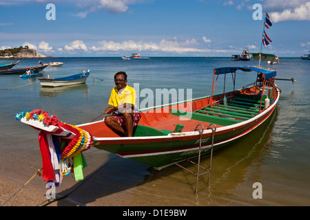 Barca dalla coda lunga , Ko Tao , della Thailandia Foto Stock