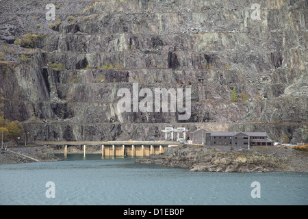 Dinorwig cava di ardesia, Llyn Peris serbatoio, Llanberis, Gwynedd, Snowdonia, il Galles del Nord, Wales, Regno Unito, Europa Foto Stock