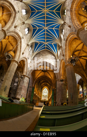 Navata centrale, la cattedrale di St. Giles, città vecchia, Edimburgo, Scozia, Regno Unito, Europa Foto Stock