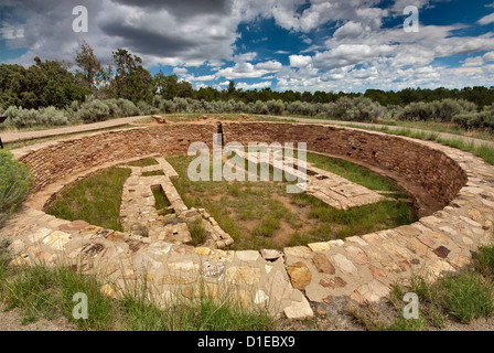 Il grande Kiva al Lowry Pueblo, rovine Anasazi al Canyon di antichi monumento nazionale, Colorado, STATI UNITI D'AMERICA Foto Stock