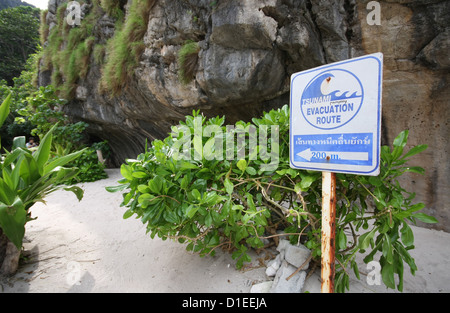 Segno dello tsunami in Thailandia Foto Stock