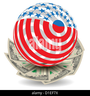 Illustrazione mondo astratto con disegno a guisa di bandiera Foto Stock