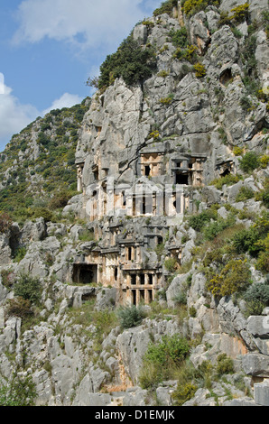 Lycian rock tombe di Myra, Turchia Foto Stock
