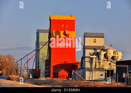 Tradizionale elevatori della granella, Nanton, Alberta, Canada Foto Stock