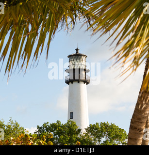 Cape Florida Lighthouse e lanterna in Bill Baggs del Parco Statale di Key Biscayne Florida Foto Stock
