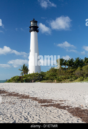 Cape Florida Lighthouse e lanterna in Bill Baggs del Parco Statale di Key Biscayne, Florida, Stati Uniti d'America Foto Stock