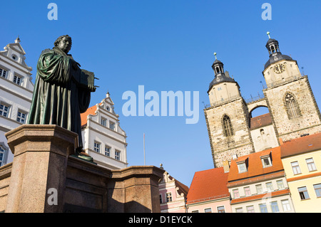 Lutero memoriale sulla piazza del mercato, Wittenberg, Sassonia-Anhalt, Germania Foto Stock