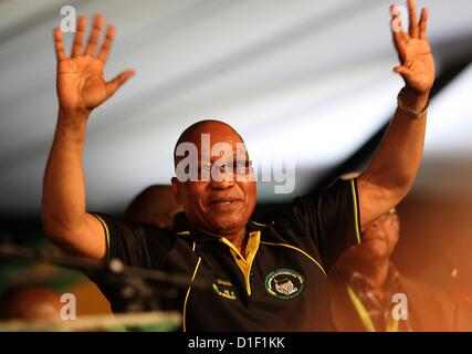 MANGAUNG, SUD AFRICA - 18 dicembre: Rieletto ANC presidente Jacob Zuma all'ANC elettivo della conferenza sul dicembre 18, 2012 in Mangaung, Sud Africa. (Foto di Gallo Immagini / Sunday Times / Kevin Sutherland) Foto Stock