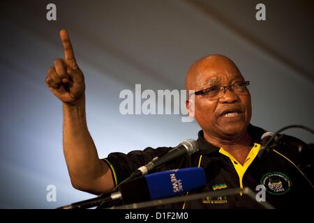 MANGAUNG, SUD AFRICA - 18 dicembre: Rieletto ANC presidente Jacob Zuma all'ANC elettivo della conferenza sul dicembre 18, 2012 in Mangaung, Sud Africa. (Foto di Gallo Immagini / Tempi / Daniel nato) Foto Stock