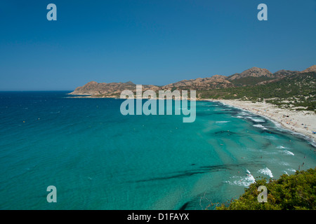 Ostriconi spiaggia vicino a L'Ile Rousse in Haute Balagne in Corsica, Francia, Mediterraneo, Europa Foto Stock