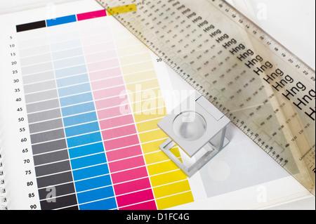 Biancheria tester sul diagramma dei colori Foto Stock