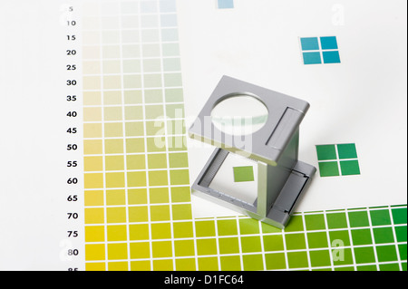 Biancheria tester sul diagramma dei colori Foto Stock