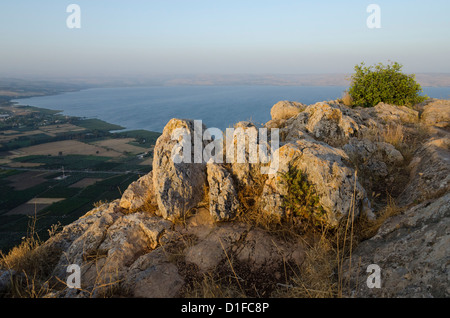 Montare Arbel al di sopra del Mare di Galilea, Israele, Medio Oriente Foto Stock