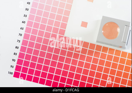 Biancheria tester sul diagramma dei colori Foto Stock