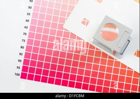 Biancheria tester sul diagramma dei colori Foto Stock