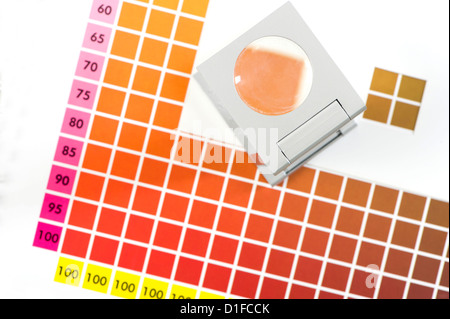 Biancheria tester sul diagramma dei colori Foto Stock