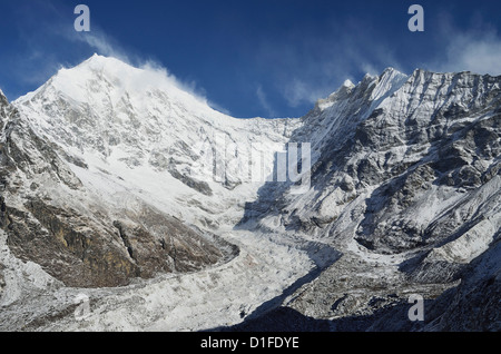 Langtang Lirung ghiacciaio, Langtang National Park, Bagmati, Regione centrale (Madhyamanchal), Nepal, Himalaya, Asia Foto Stock