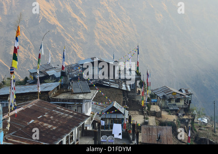 Thulo Syaphru (Khedi) villaggio, Langtang National Park, Bagmati, Regione centrale (Madhyamanchal), Nepal, Himalaya, Asia Foto Stock