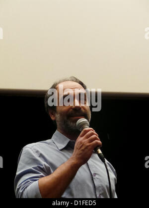 Il filmaker italiani David Maria Putortì presenta il suo film "La Guerra del maiale" XVIII Dicembre in Verdi cinema di Barcellona durante l'ultimo giorno del Festival del cinema italiano. Foto Stock