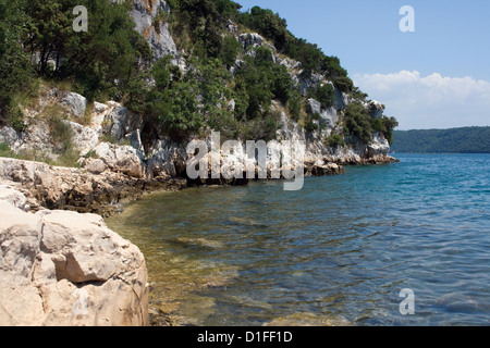 Piccola baia adriatica al famoso canal Limsky non lontano dal resort naturista Koversada. Foto Stock