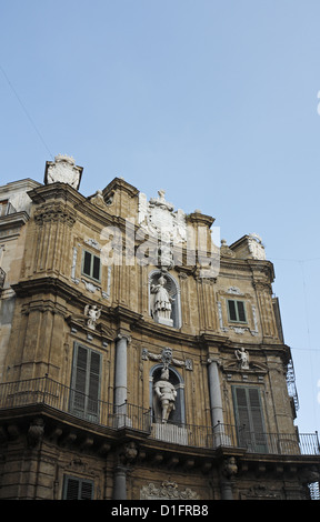 Quattro Canti e Piazza Vigliena, Palermo, Italia Foto Stock