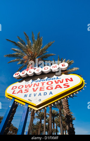 Benvenuti al centro di Las Vegas segno, Las Vegas, Nevada, Stati Uniti d'America, America del Nord Foto Stock