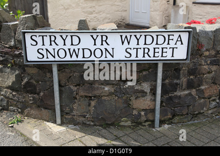 Snowndon Street, centro città, Llanberis, Gwynedd, Snowdonia, il Galles del Nord, Wales, Regno Unito, Europa Foto Stock