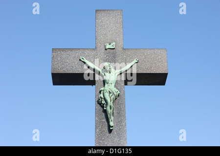 Crocifisso, il Cimitero di Vysehrad, Praga, Repubblica Ceca, Europa Foto Stock