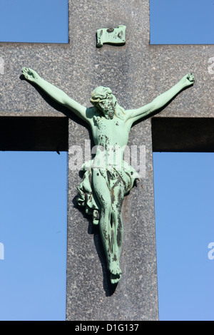 Crocifisso, il Cimitero di Vysehrad, Praga, Repubblica Ceca, Europa Foto Stock