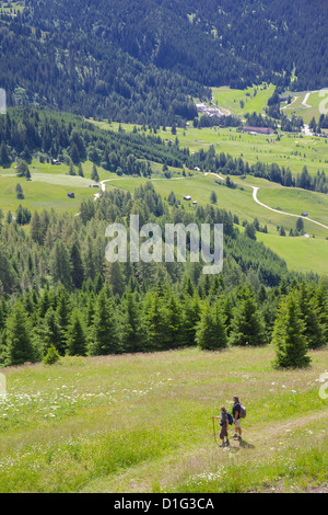 Vista dal Col Alto, Corvara Val Badia, Provincia Autonoma di Bolzano, Trentino-Alto Adige, Dolomiti italiane, Italia, Europa Foto Stock