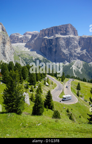 Passo Sella, Trento e Bolzano e le Province, Dolomiti italiane, Italia, Europa Foto Stock