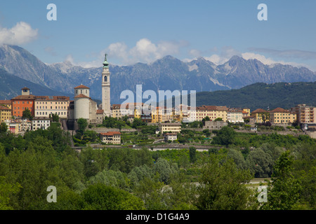 Vista della città e del Duomo di San Martino, Belluno, provincia di Belluno, Veneto, Italia, Europa Foto Stock