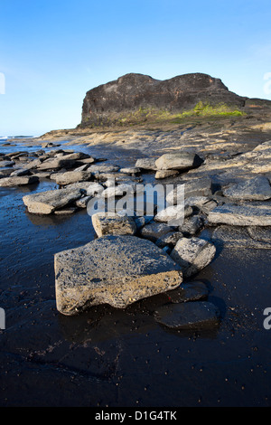 Saltwick Nab in Saltwick Bay, vicino a Whitby, North Yorkshire, Yorkshire, Inghilterra, Regno Unito, Europa Foto Stock