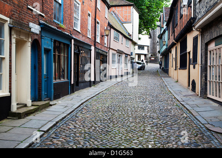 Elm Hill, Norwich, Norfolk, Inghilterra, Regno Unito, Europa Foto Stock