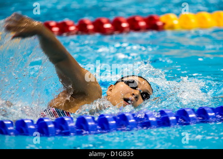 Nuotatore femminile in azione di freestyle. Foto Stock