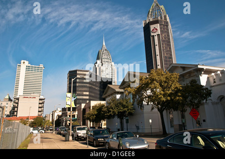 L'immagine orizzontale del centro cittadino,Mobile, Alabama, Stati Uniti d'America, America del Nord Foto Stock
