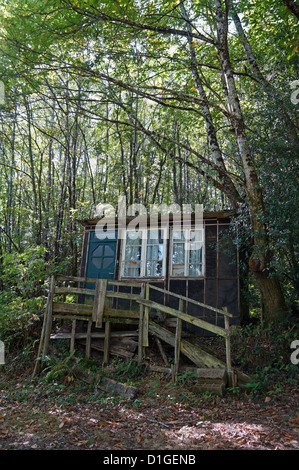 Rustica capanna di legno nella foresta Foto Stock