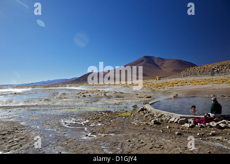 Sorgenti termali e piscine di fango, Aguas Calientes, Southwest Highlands, Bolivia, Sud America Foto Stock