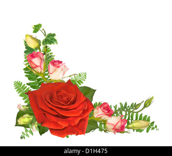 Telaio realizzato fiori ​​of intaglio su sfondo bianco Foto Stock