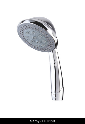Chrome lusso testa di doccia isolato su bianco Foto Stock