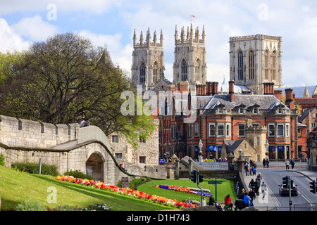 York Minster York Yorkshire Inghilterra visto dalle mura della città Foto Stock