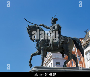 Statua del conte Josip Jelacic sulla piazza principale di Zagabria, Croazia. Foto Stock